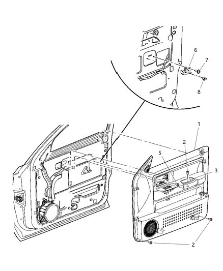 2007 Dodge Dakota Handle-Inside Release Diagram for 5JD442J3AD