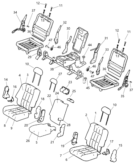 2008 Dodge Durango Rear Seat - Split Seat Diagram 5