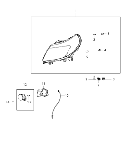 2018 Ram ProMaster 1500 Headlamp Diagram for 4725945AG