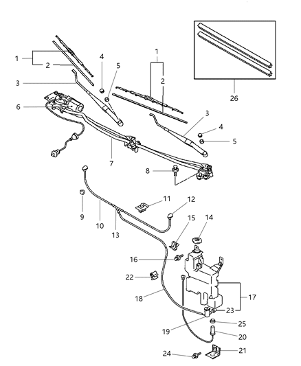 1999 Chrysler Sebring Windshield Wipers & Washers Diagram