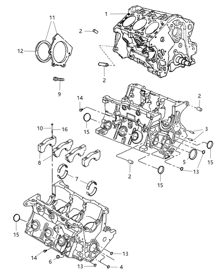 2009 Jeep Wrangler Engine Cylinder Block & Hardware Diagram 2