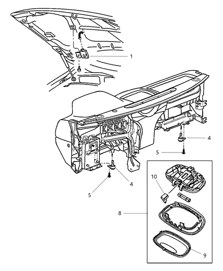 2001 Jeep Grand Cherokee Lamp - Courtesy - Dome - Reading Diagram