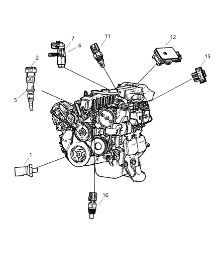 2004 Jeep Wrangler Sensors - Engine Diagram