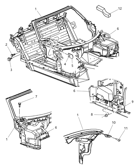 2004 Dodge Viper Panel - Windshield Surround Diagram