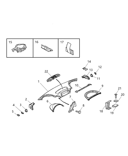 2005 Dodge Sprinter 3500 Instrument Panel Cover & Related Parts Diagram