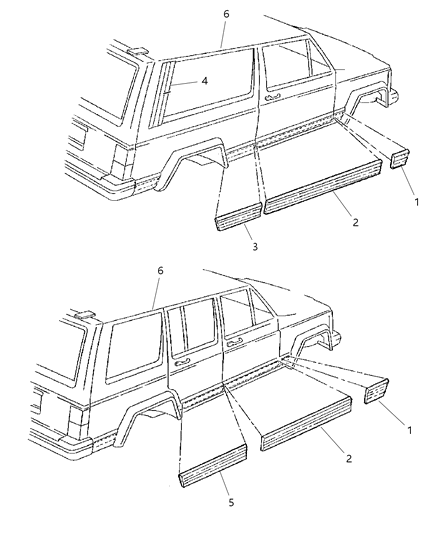 2000 Jeep Cherokee Molding-Rear Door Diagram for 5EM58SG8AC