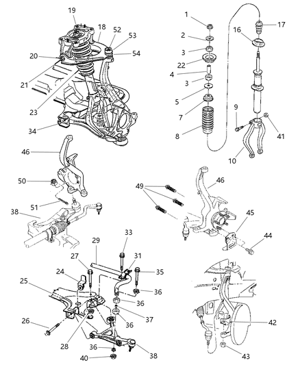2000 Chrysler Sebring Convertible Suspension - Front Diagram