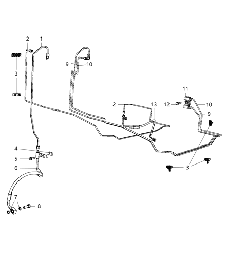 2007 Jeep Wrangler Brake Tubes & Hoses, Front Diagram 2