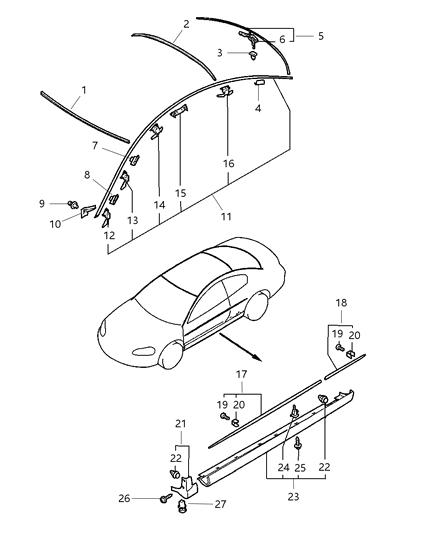 2003 Dodge Stratus MOULDING Pkg-Molding Diagram for MR492651