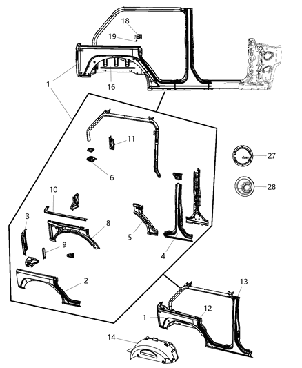 2015 Jeep Wrangler Shield-Splash Diagram for 55157126AJ