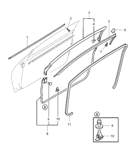 2001 Chrysler Sebring Weatherstrips & Seals Diagram