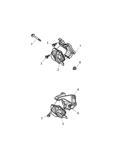 2005 Dodge Ram 2500 Bracket-Engine Mount Diagram for 52021138AA