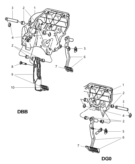 2007 Dodge Ram 3500 Pickup Pedal, Brake, Standard Diagram