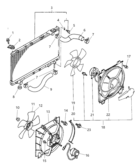 1997 Chrysler Sebring Radiator & Related Parts Diagram 1