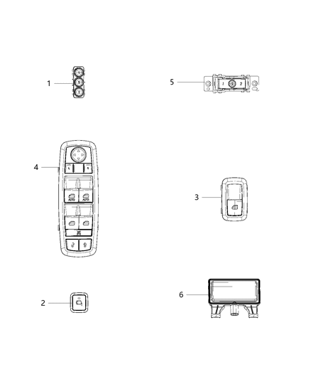 2019 Ram 2500 Switches, Doors, Mirrors And Liftgate Diagram