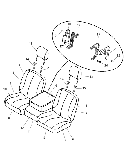 2006 Dodge Ram 2500 Front Seat Back Driver Cover Diagram for 1QH761D5AA