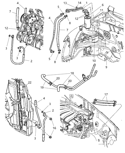 2001 Chrysler PT Cruiser Plumbing - A/C & Heater Diagram 1
