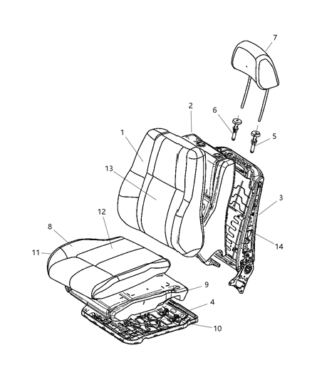 2006 Jeep Grand Cherokee Frame St-Front Seat Back Diagram for 5143571AA