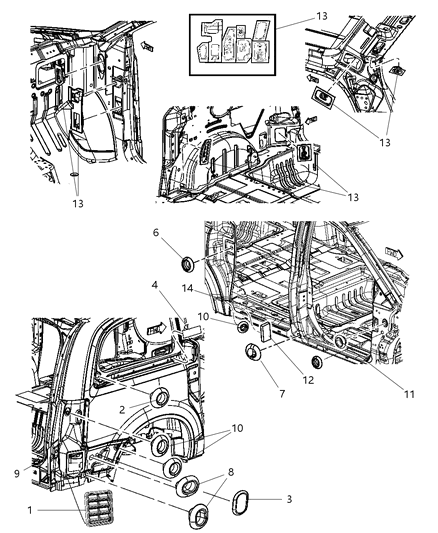 2009 Chrysler Town & Country Body Plugs & Exhauster Diagram