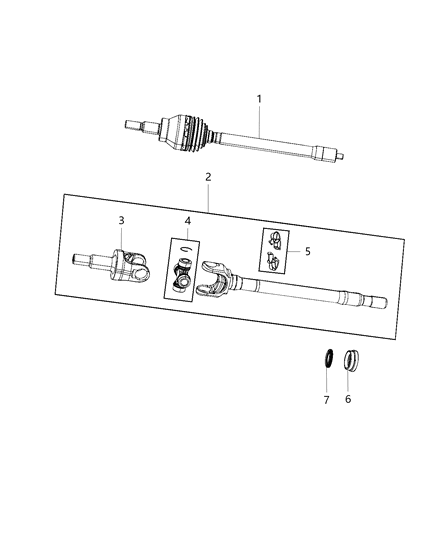 2020 Jeep Wrangler Axle Shaft Diagram for 68397157AA