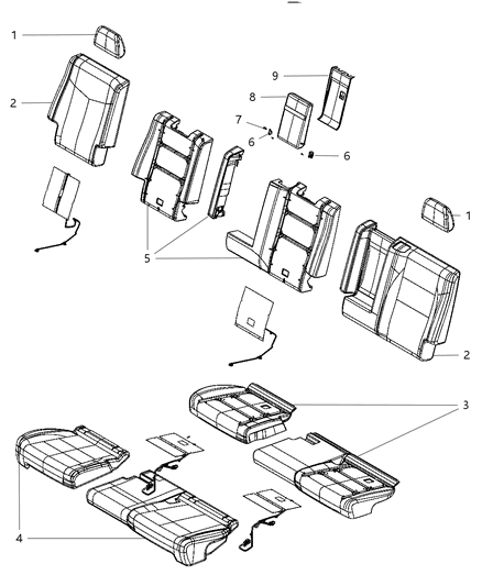 2015 Dodge Durango Rear Seat Cushion 2Nd Row Cover Diagram for 5RV18DX9AB