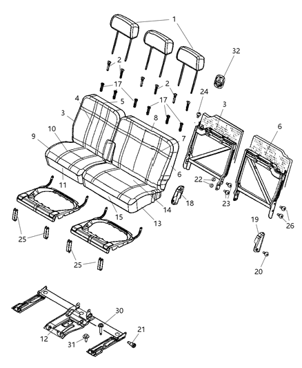 2008 Chrysler Aspen Rear Seat - Split Seat Diagram 2