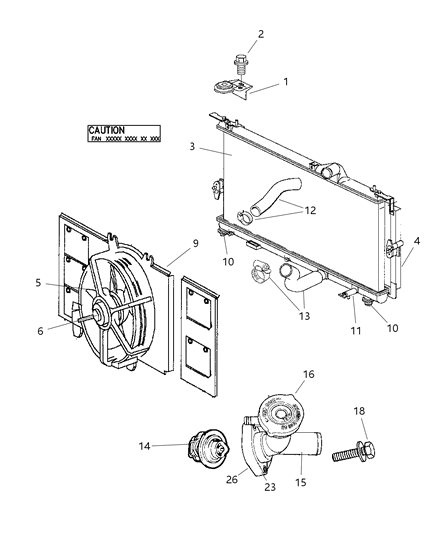 2004 Dodge Neon Hose-Radiator Inlet Diagram for 5278800AB