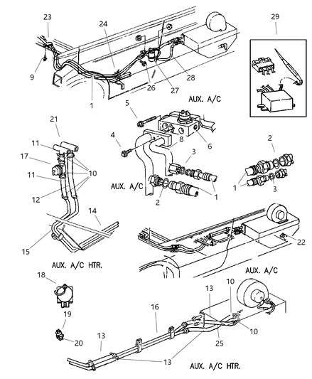 1997 Dodge Ram Wagon Line-A/C Suction And Liquid Diagram for 55055811AB