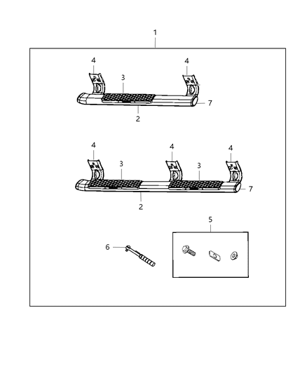 2015 Ram 1500 Step Kit, Tubular Side Diagram 1