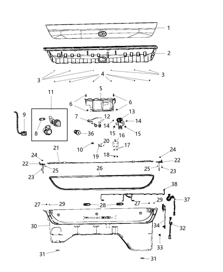 2020 Ram 1500 APPLIQUE-Storage Bin Diagram for 6RN05TZZAB