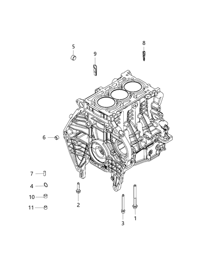 2019 Jeep Renegade Engine Cylinder Block & Hardware Diagram 1