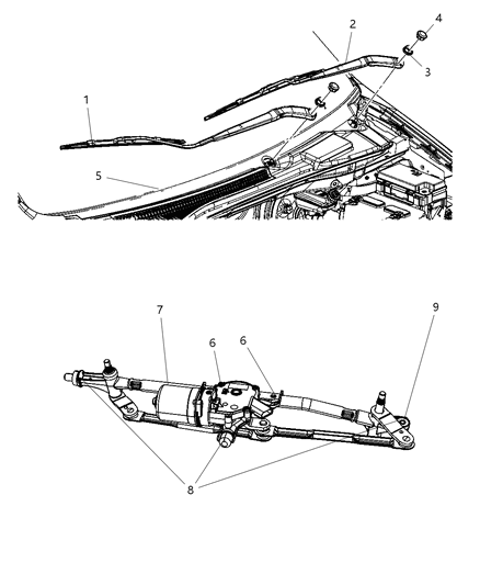 2008 Chrysler Town & Country Grille-COWL Top Diagram for 5113056AA