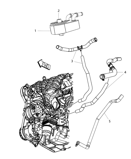 2017 Jeep Patriot Engine Oil Cooler And Hoses / Tubes Diagram