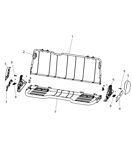 2013 Ram 3500 Crew Cab - Rear Seat Hardware - Bench Diagram