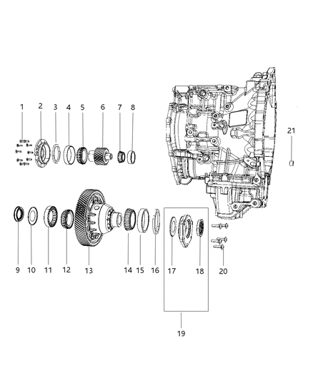 2009 Chrysler Sebring Output Pinion & Differential Diagram 3