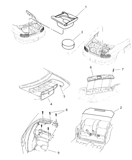 1999 Chrysler Sebring Cover-Spare Tire Diagram for LH39HSBAB