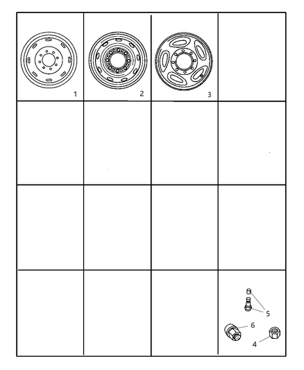 2002 Dodge Ram 2500 Quad & Club Cab Wheels & Hardware Diagram