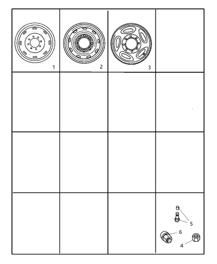 2002 Dodge Ram 3500 Wheels & Hardware Diagram