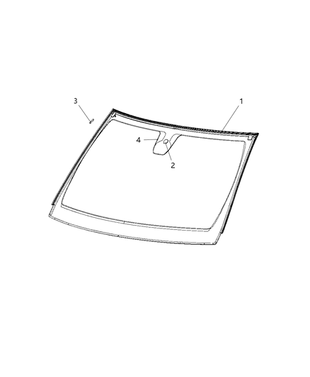 2014 Jeep Grand Cherokee Glass, Windshield Diagram