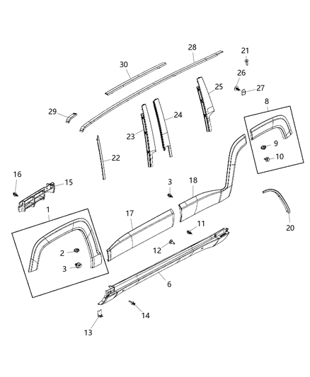 2015 Jeep Renegade Molding-Side SILL Diagram for 6MA41U5LAA