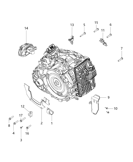 2020 Jeep Renegade Transmission Dust Shields And Mounting Bolts Diagram