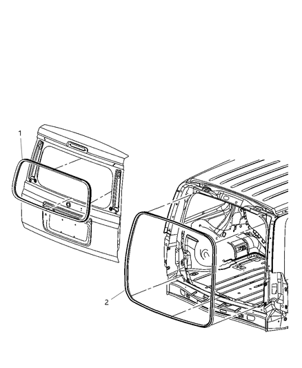 2008 Jeep Commander WEATHERSTRIP-LIFTGATE Glass Diagram for 55369015AI