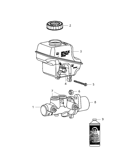 2013 Dodge Challenger Brake Master Cylinder Diagram for 68048551AA