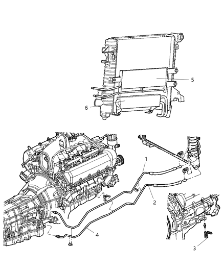 2004 Dodge Ram 1500 Transmission Oil Cooler & Lines Diagram 2