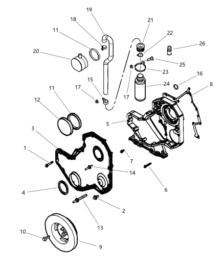 1998 Dodge Ram 2500 Plug-Timing Case Cover Diagram for 5011850AA