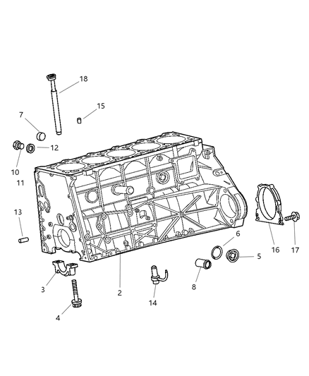 2004 Dodge Sprinter 2500 Cylinder Block & Related Parts Diagram