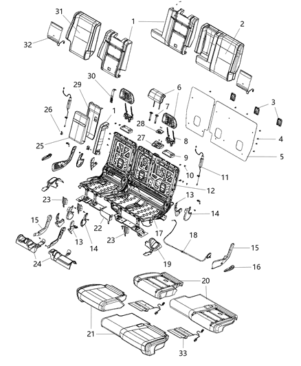 2015 Jeep Grand Cherokee Rear Seat Cushion Cover Diagram for 5QM19LV5AA