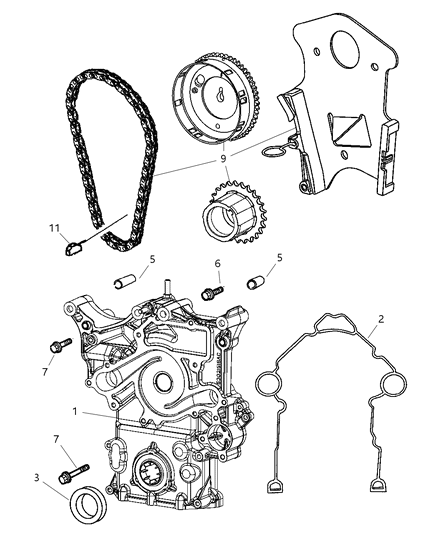 2003 Dodge Ram 3500 Timing Cover & Related Parts Diagram 2