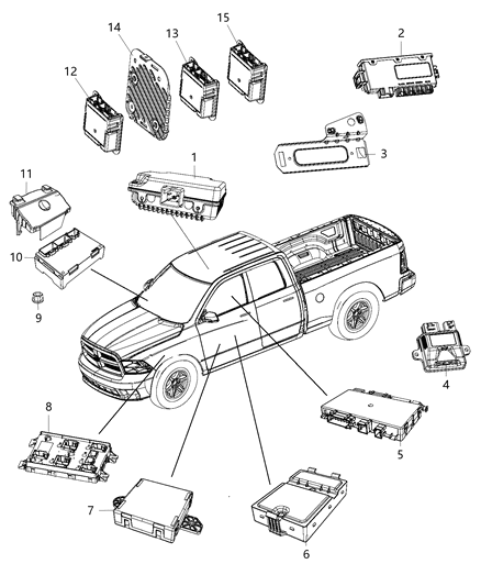 2014 Ram 3500 Pickup Modules, Body Diagram