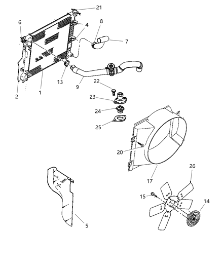 2003 Dodge Dakota Fan-Radiator Cooling Diagram for 52030033AD